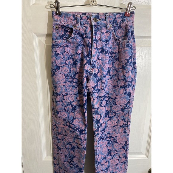 Vintage Early 80s Squeeze In Floral All Over Print Women’s Jeans Size 3 - Picture 3 of 16